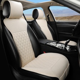 West Llama Linen Car Seat Covers-Breathable & Soft-Front Car Seat Protector Universal Fit 90% Cars,SUVs,Trucks,Diamond Pattern- 1Pair,Beige