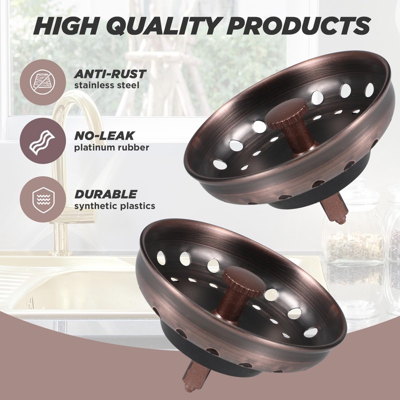 Retisee 2 Pcs Kitchen Sink Stopper Strainer Stainless Steel Drain