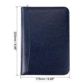 PATIKIL A5 Business Portfolio, PU Leather Padfolio Organizer Legal Document Folder Zipper Professional Clipboard Sleeve Binder for Resume Interview, Blue