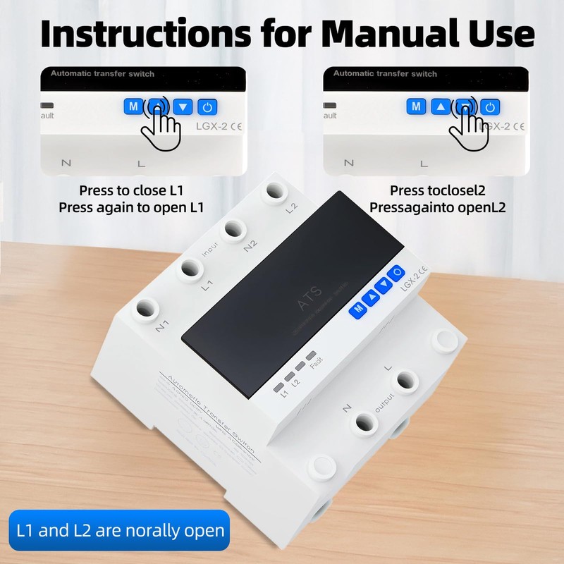 63A 2P Dual Power Automatic Transfer Switch 110V Adjustable Emergency