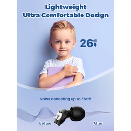 Kids Earplugs – Cute Owl Design, 26dB Noise Reduction, Reusable Silicone, 4 Sizes (XS/S/M/L), Ideal for Travel, Study, Concerts, Sleep, Includes Silicone Cord & Portable Case, Safe for Ages 5+