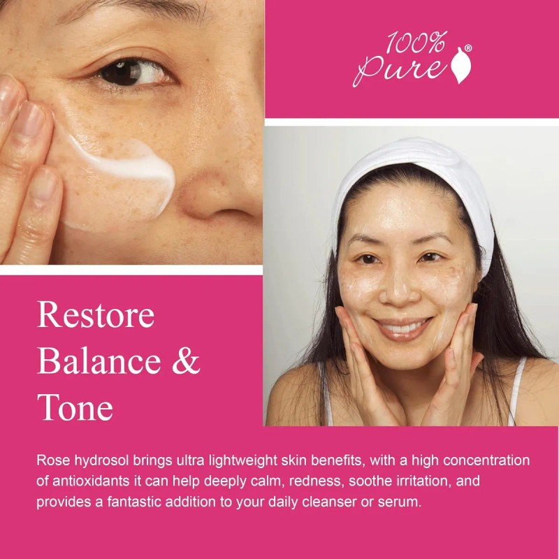 100% Pure Agua De Rosas Hidratante De Leche Hidratante Facia