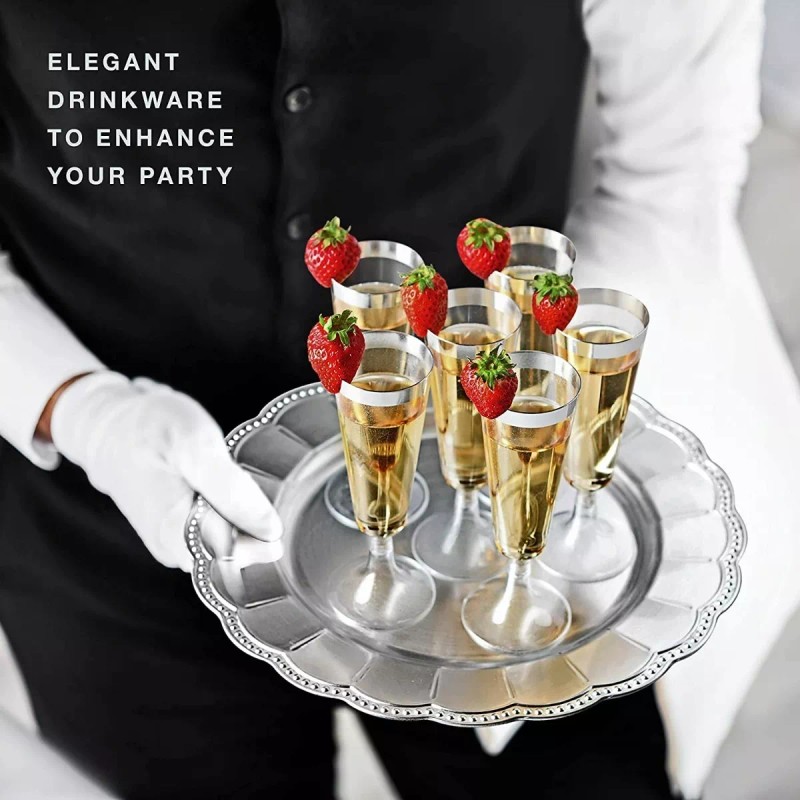 Baixi Copas Desechables Vino, Postres Plástico Premium 25 Piezas