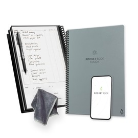 Rocketbook Rocketbook Fusion Smart Reusable Notebook - Calendar, To-Do Lists, and Note Template Pages with 1 Pilot Frixion Pen & 1 Microfiber Cloth Included - Deep Space Gray Cover, Letter Size (8.5" x 11")