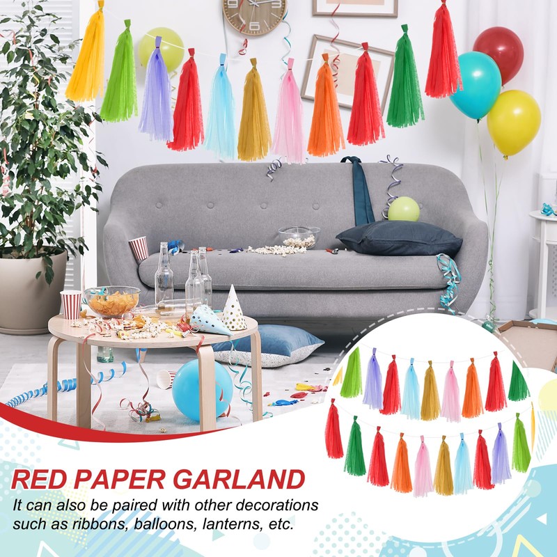 MECCANIXITY 20Pcs Tassel Garland Banner Tissue Paper for Streamers Party