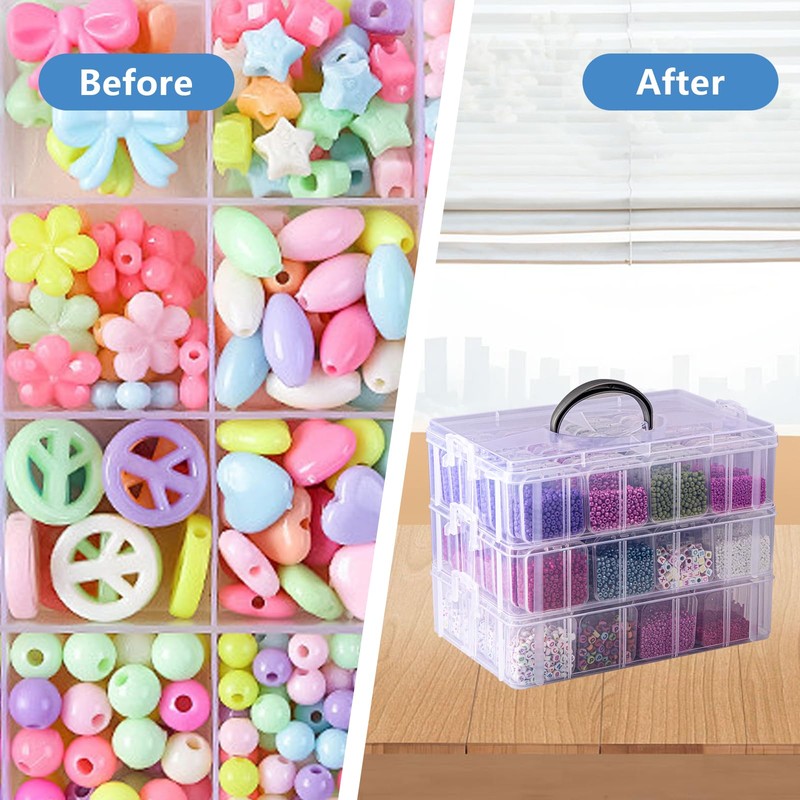 VTG Bead Organizer Box, 84 Pcs Small Organizers, 3-Tier Bead