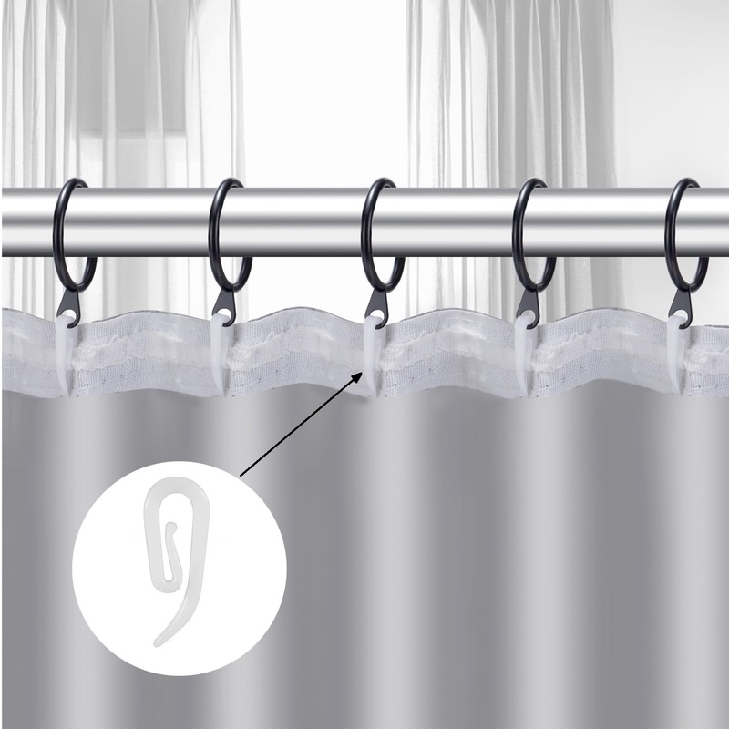 White Plastic Curtain Hooks for Door,Window Curtain Header Tape Drapery