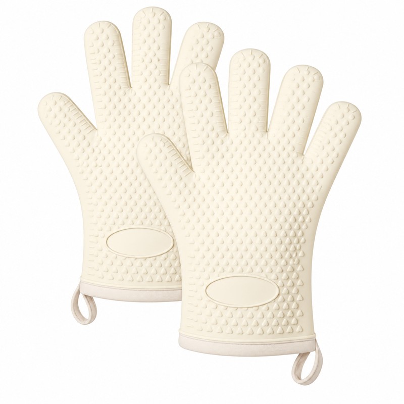 2-Piece Silicone Oven Mitt Set for Cooking – Heat-Resistant Cotton-Lined