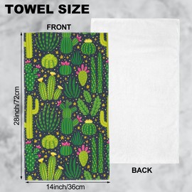 Wotinsi Cactus Hand Towel,Green Cacti Hand Bath Towels Set of 2 Dish Towels Soft Absorbent Decorative Hand Towels for Bathroom Kitchen Yoga Home Decor 14 x 28 in