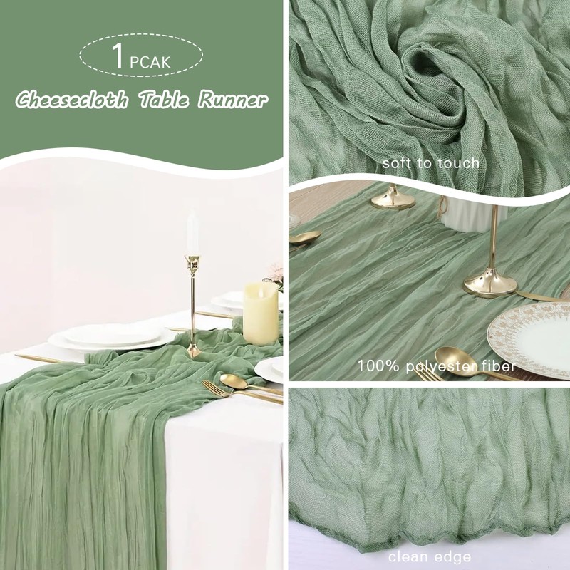 YALLOVE Cheese Cloth Table Runner, 1 Pack 90 x 400