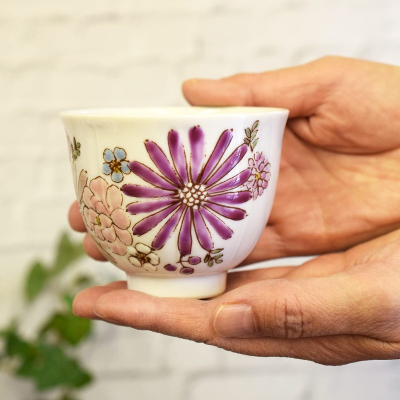 Kutaniyaki Tea Cup Set, 5 Guests, Hana Stylish, Tea Bowl,