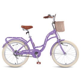 Girls 20 Inch Bike for Kids, Girls Bikes Ages 8-12, Kids Bicycle with Kickstand, Adjustable Seat, Carbon Steel Frame & Dual Brakes (Purple)