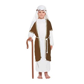 HENBRANDT Children’s White and Brown Shepherd Costume Xmas Joseph Costume Nativity Play Pantomime Fancy Dress Outfit for Kids Size Medium Ages 7-9 Christmas Fancy Dress for Boys