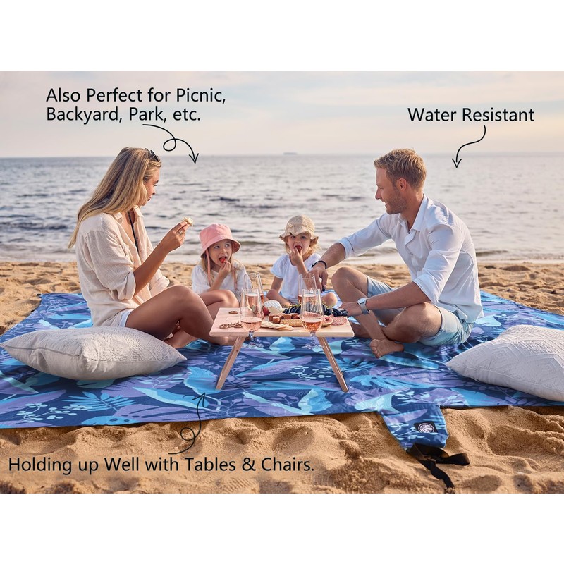 WEKAPO Beach Blanket Waterproof Sandproof Oversized, Extra Large Beach Mat