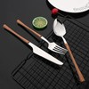 JASHII 24pcs Stainless Steel Imitation Wood Handle Cutlery Set, Knife