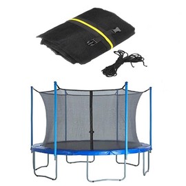 Trampoline Safety Net, 12ft Weather-Resistant Replacement Enclosure Net for 6 Poles Round Frame, with Double-Headed Zippers and Adjustable Straps