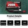 PCEONAMP 7.4V Li-ion Battery 2000mAh 2S with Deans T Plug