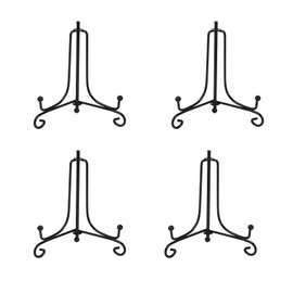 SHSHbuy Iron Plate Stand, Pack of 4 4 Inch Black Display Stand, Plate Stand, Metal, Plate Stand, Foldable Plate Holder for Photos, Plates, Artworks, Books
