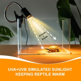 Jugbuy Reptile Heat Lamp, UVA UVB Turtle Basking Light with 50W Heating Lightbulb and 360° Rotatable Clip, UV Heatlamp for Turtle Tank, Tortoise, Lizard, Reptiles, Terrarium, Snake, Gecko, Spiders