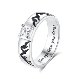 JXJL Mountain Ring for Men - 925 Sterling Silver Hill Ring Father Day Ring Birthday Christmas Jewelry Gift for Husband Father Grandfather Brother Nature Lovers