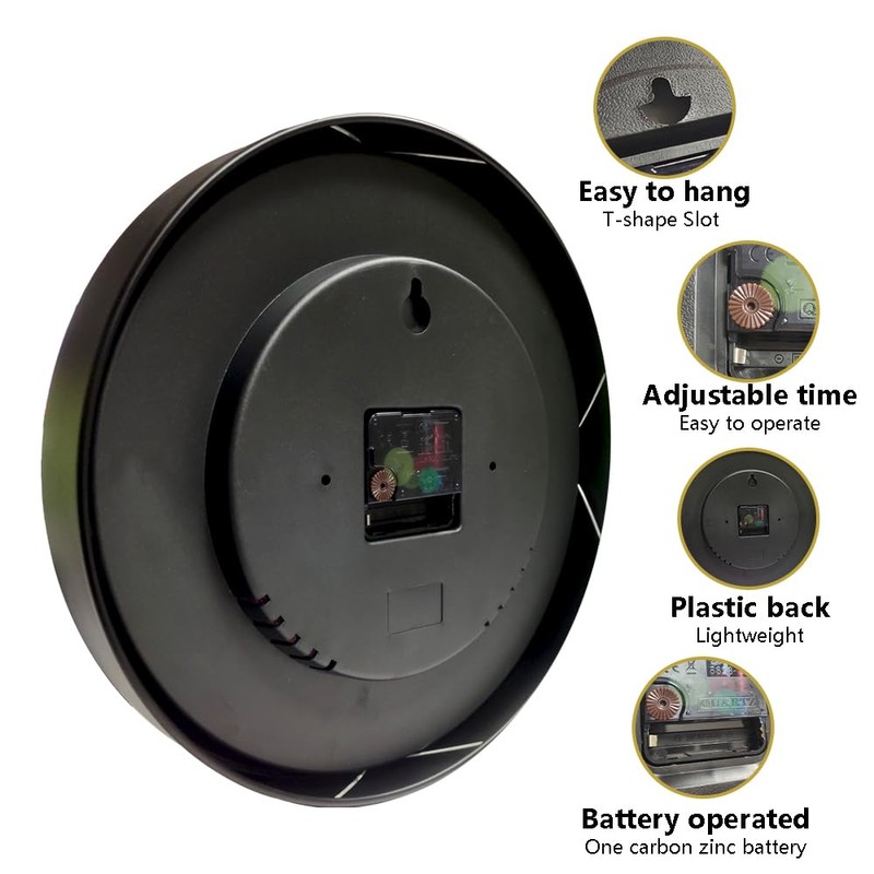 Timethink Modern Design Run Backwards Quiet Sweep Clock with Metal