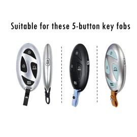 PADITURAL 5-Button Key Fob Cover for Hyundai 2024-2025 Tucson Elantra Santa Fe Kona Sonata IONIQ, Protective Case with Anti-Loss Keychain, Black and Red