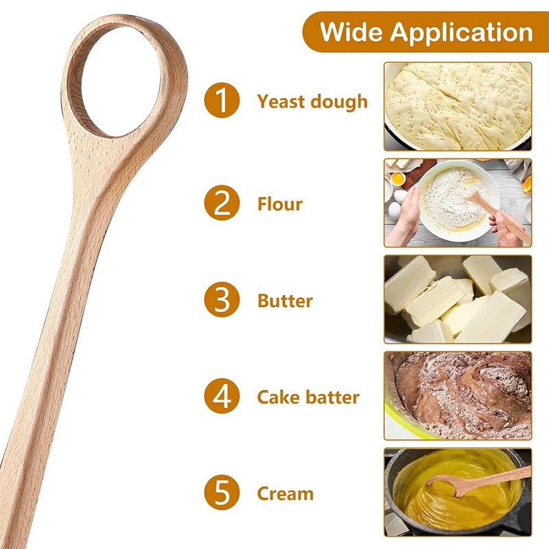 Wooden Danish Doughs Whisk for Home and Bakery Bread Baking