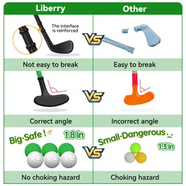 Liberry Toddler Golf Set with Putting Mat for Boys Girls Age 2 3 4 5, Upgraded Kids Golf Cart with Shoulder Strap Design, Outdoor Indoor Sports Toys for Birthday, Black