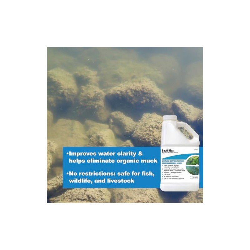 Bacticlear Biological Pond Treatment 1 Gallon Liquid Microbial Blend for