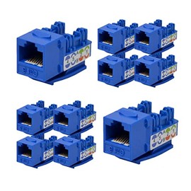 Best 10 Pieces Cat6 Keystone Jacks Blue with Dust Cap – 22-26 AWG PCB Female RJ45 Connectors for Network Ethernet Wall Jack Insert | Cat6 110 Punch Down Block Socket 8-Port, 8-Connector (8P8C)