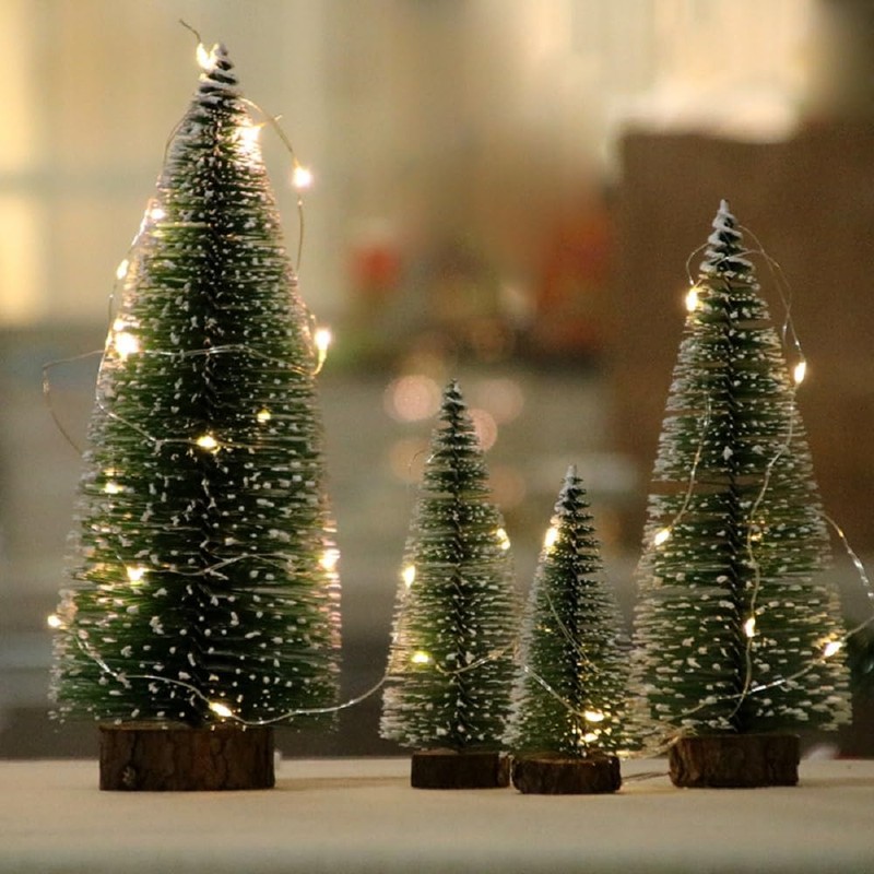 Pack of 10 Mini Artificial Christmas Trees, 3 Sizes, Miniature