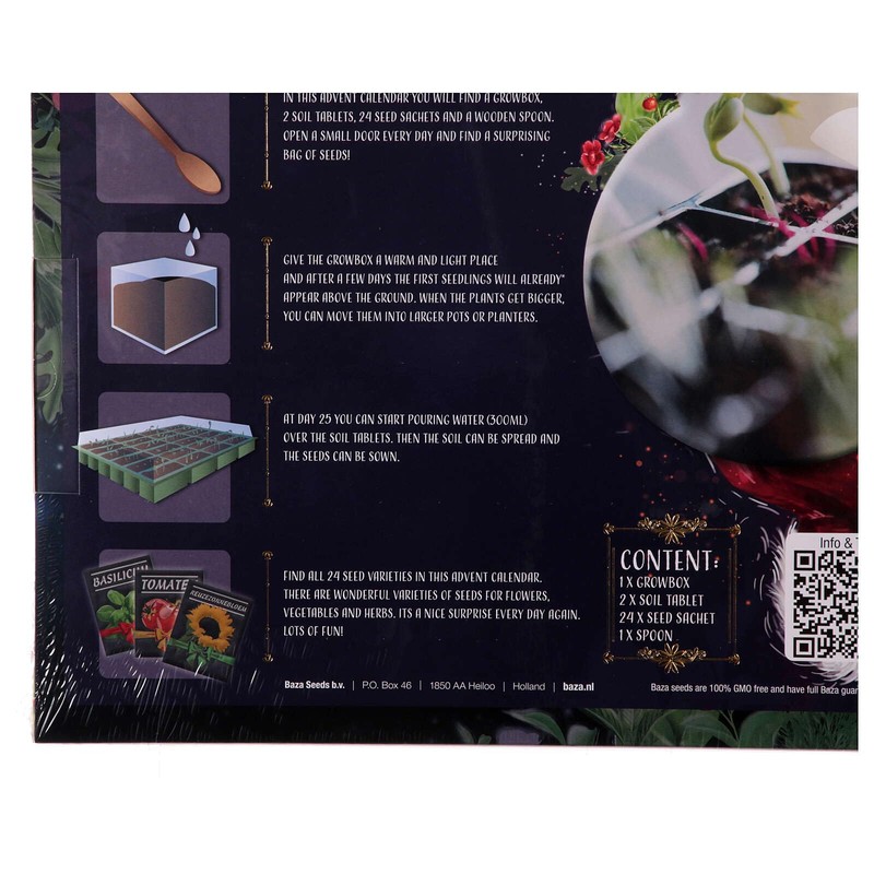 Advent Calendar with Seeds and Greenhouse, Santa Claus, 24 Different