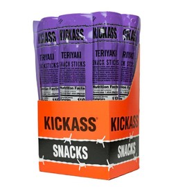 Kickass Teriyaki Meat Sticks 16ct Case - 2oz Twin Packs of Pork and Beef Jerky Snack Sticks - Beef Stick Meat Snacks - Jerky Sticks