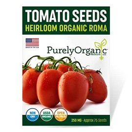 Purely Organic Products Purely Organic Tomato Seeds (Roma) Approx 90 Seeds Certified Organic,Non-GMO,Open Pollinated,Heirloom,USA Origin
