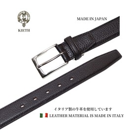 KIETH KE21456-39 Men's Business Belt, Brown, Genuine Leather, Made in Italy, Shrink Leather, Made in Japan, dark brown