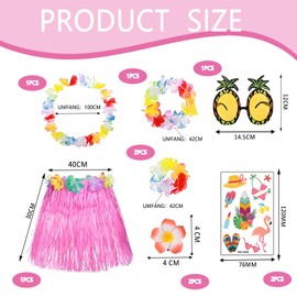 Syylqyr 10 PCS Hawaiian Skirt Set, Hawaiian Party Accessories Hula Costume Accessory for Girls and Women Summer Beach Tropical Party Dress Up ﻿