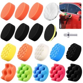 Polishing Pads Kits Sponge for Car: 16Pcs 3Inch Polisher Drill Adapter - Soft Buffing Pads for Sedan Truck SUV Electric Vehicle Motorcycle