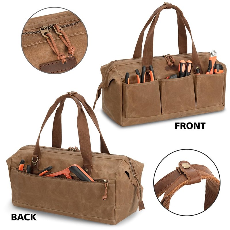 Heavy Duty 18-Inch Tool Bag with 12 Pockets, Large Zippered
