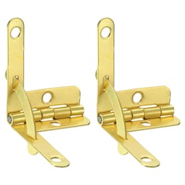 uxcell 2Pcs Box Quadrant Hinge, 22x28mm Box Hinge Cases with Side Rail Retaining Arm 90 Degree Folding Support Hinges for Jewelry Wine Wooden Box, Imitation Gold