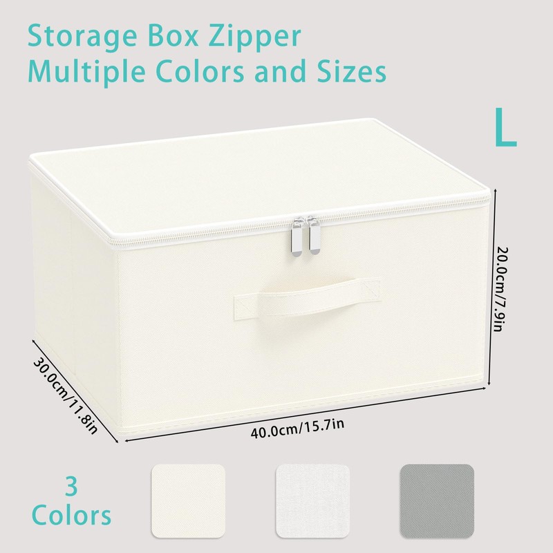 GUOHNHE Storage Bins with Zipper, Cube Organizer Basket with Lid,