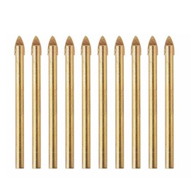 10x Titanium Ceramic Tile Glass Drill Bit Tungsten Carbide Cross Spear Head 6mm