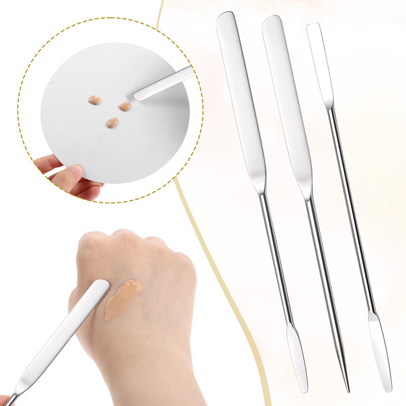 LIQWEI 3 Pcs Makeup Spatula Foundation Spatula, Stainless Steel Facial