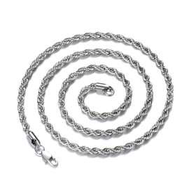FEEL STYLE Men Silver Plated Chain Necklace Twist Rope Chain for Men 3mm 18 Inch Necklaces Jewelry Stocking Stuffers