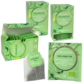 Creano Organic Tea Wellness Tea Herbal Green Tea Blend, Organic Tea Bag Tea Pack of 3 (3 x 20 Bags)