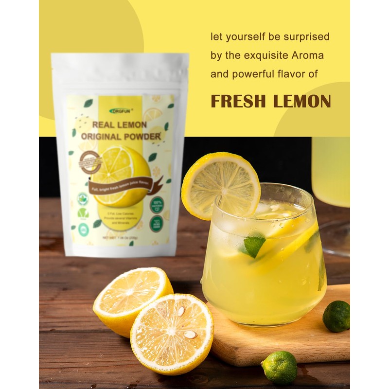 ORGFUN Original Lemon Powder, Freeze Dried Lemon Juice Powder, Great