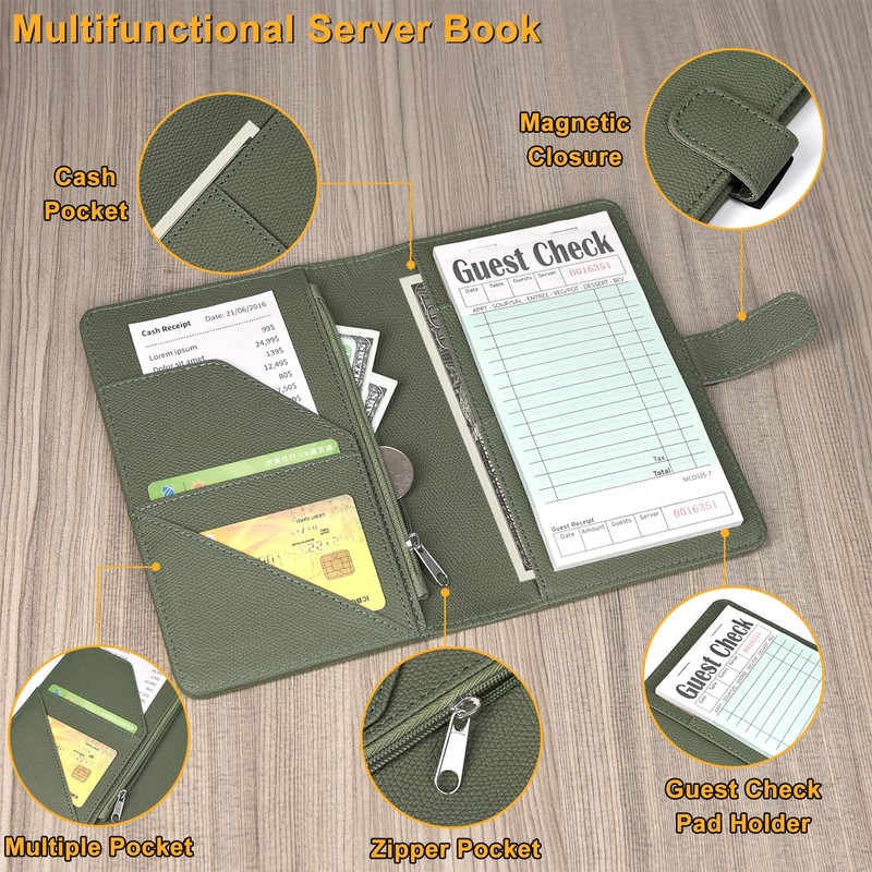 JKhandy Server Book for Waitress - Leather Waiter Book Server