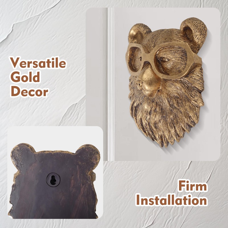 UITWMKTG 5 Pack Animal Head Wall Decor Gold Wall Sculpture