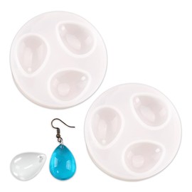 Comidox 2Pcs Silicone Pendant Water Drop Gem Mold Resin Casting Pendant Tool with Hole