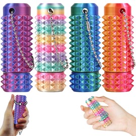 Pain Stimming Fidgets, 4 PCS Little Ouchies Pain Fidget Toys, Sensory Toys for 3D Printed Fidget Toy with Rotatable Bottom, Colorful Pains Stim Fidgets for Girls Spiky Grippie Stim Keychain for 14+