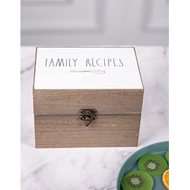 Wooden Box – Wood Storage Box - Wood Recipe Box with Lid and Metal Clasp - Rustic Vintage Farmhouse Recipe Box with Lid Wood Chest Design - Multipurpose Organizer – Birthday Gift for Women (Style 8)